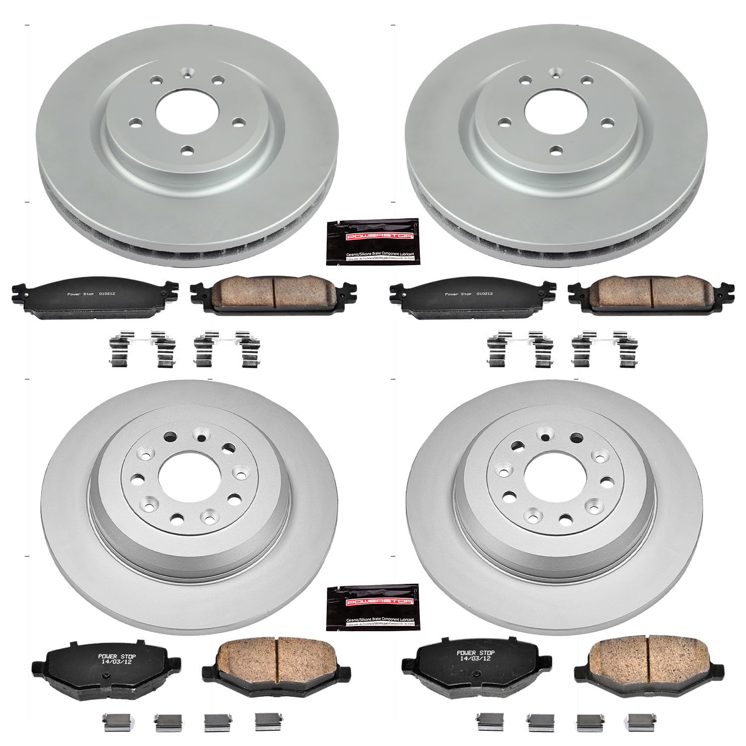 Power Stop CRK5510 Brake Pads & Coated Brake Rotor - front & rear For Ford Flex 2009-2011, Ford Taurus 2010, Lincoln MKS 2009-2010 [Model Specific]