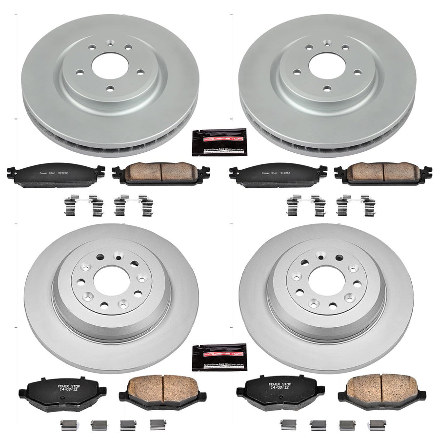 Power Stop CRK5510 Brake Pads & Coated Brake Rotor - front & rear For Ford Flex 2009-2011, Ford Taurus 2010, Lincoln MKS 2009-2010 [Model Specific]