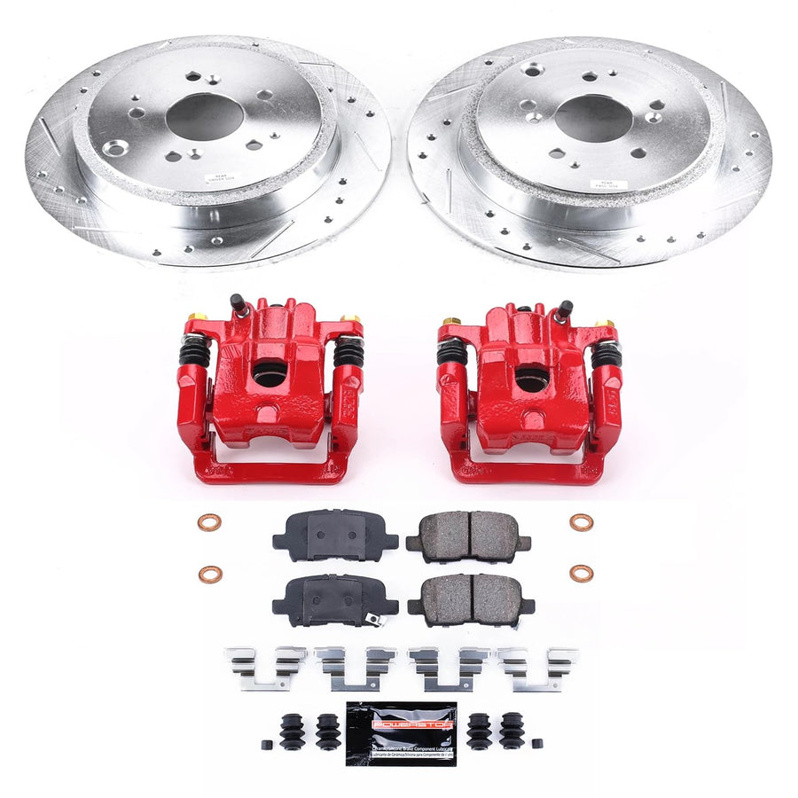 Power Stop Z23 Evolution KC2382 Rear Brake Caliper Kit- Brake Rotors, Brake Pads, Brake Calipers For Acura MDX 2001-2006, Honda Pilot 2003-2008 [Model Specific]