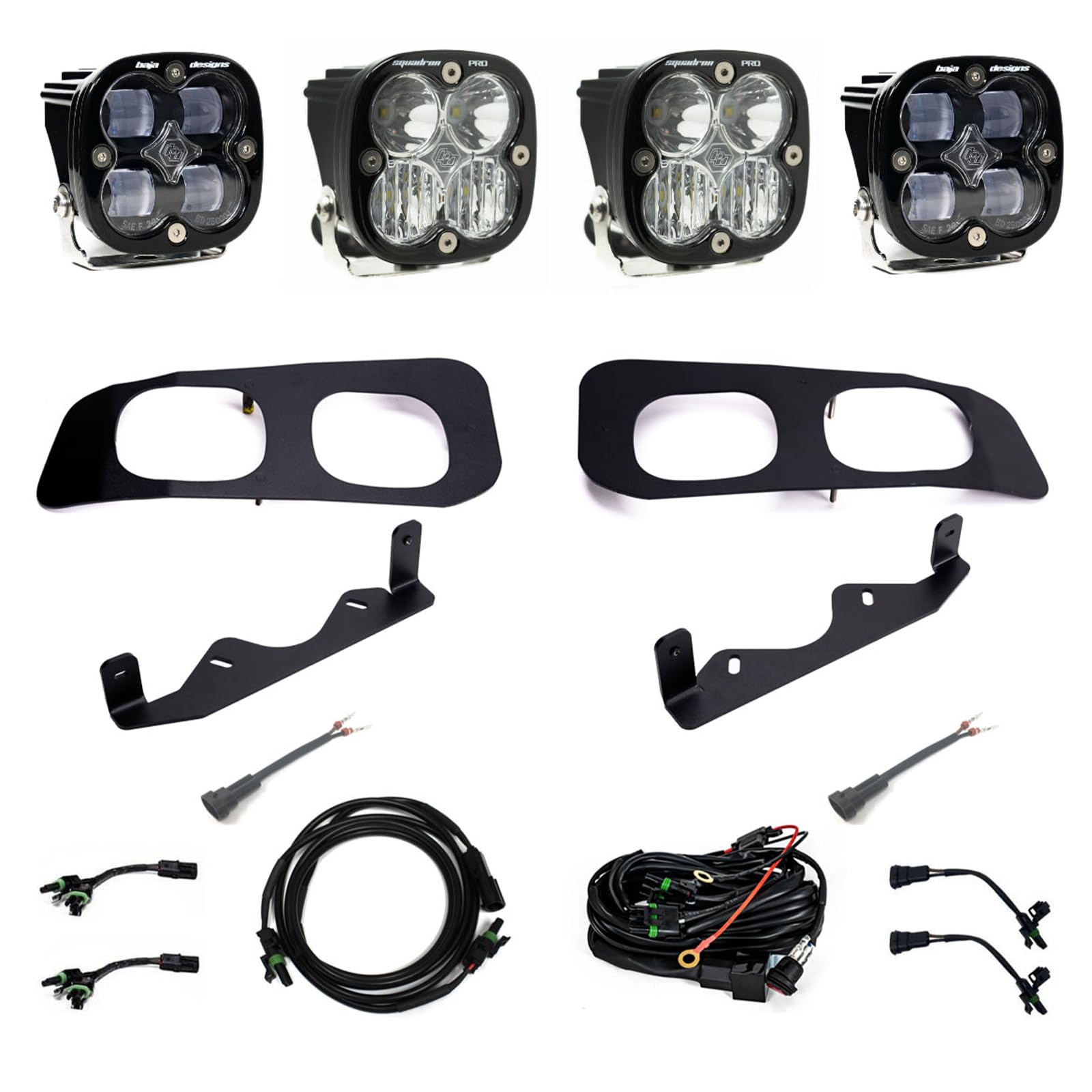 Baja Designs Fog Pocket Light Kit Dual Squadron Pro SAE LED for Ford Super Duty Truck 23-On with Toggle Harness, Clear