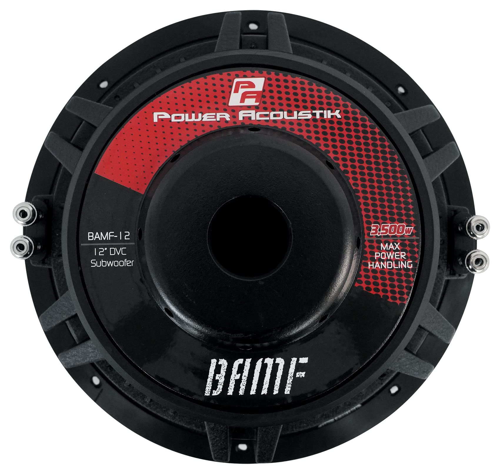 BAMF-124 Power Acoustik BAMF Series Subwoofer (12", 3,500 Watts max, Dual 4Ω), Black