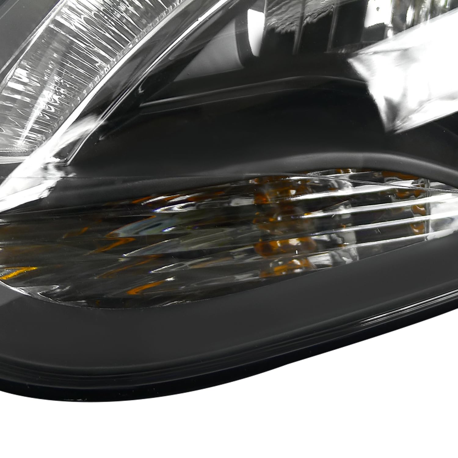 LED Strip Projector Headlights W/Halo Rim Black SPEC-D TUNING Compatible with 2012-2014 Ford Focus All Left + Right Pair Headlamps Assembly