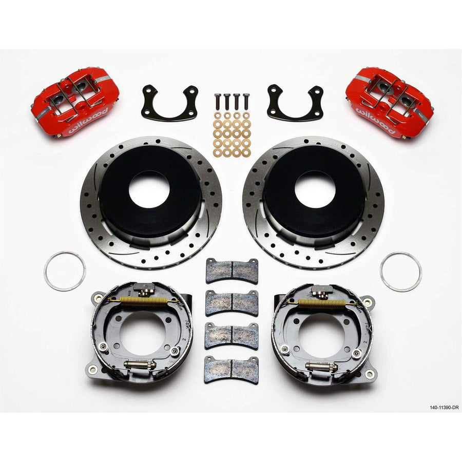 140-11390-DR WILWOOD FDP-LP 11.00" P-Brake Kit, Drill-Red New Big Ford 2.50" Offset