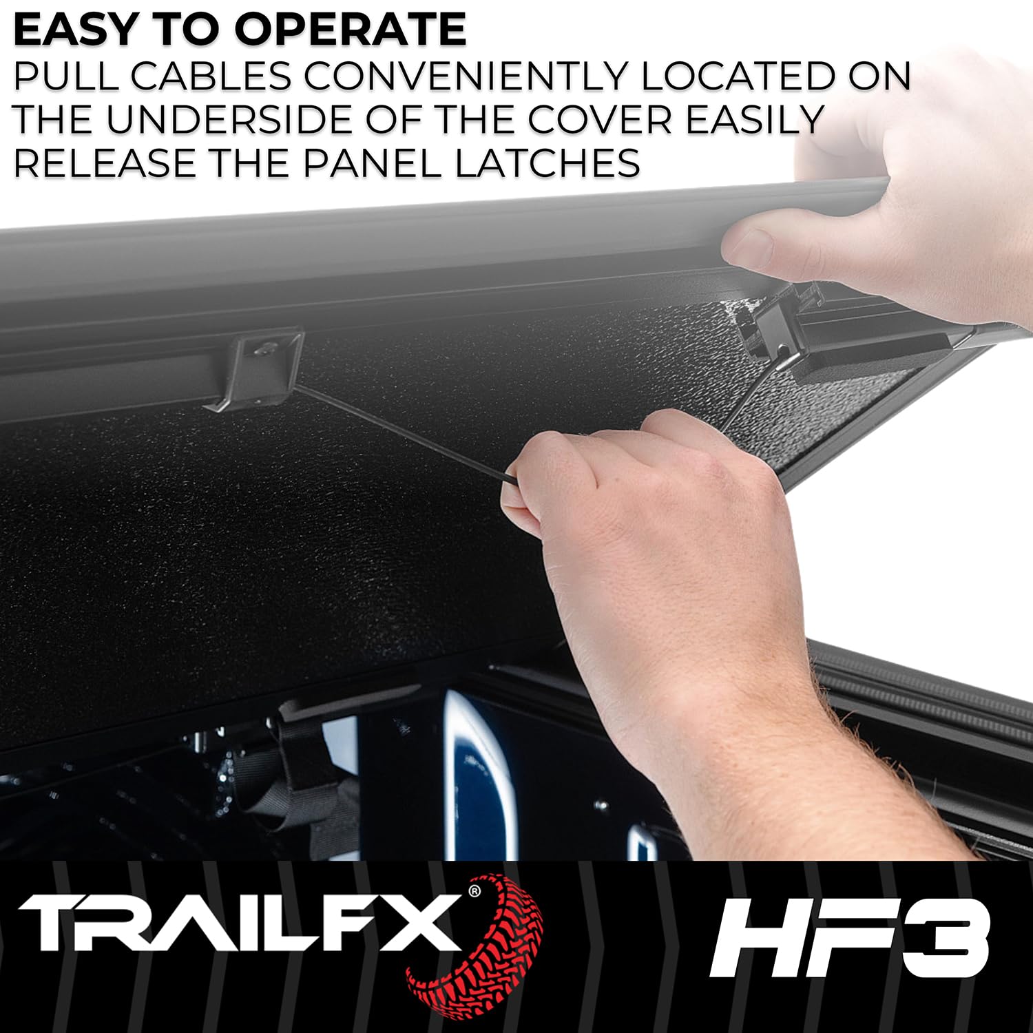 TrailFX Hard Tri-Fold Tonneau Cover Fits Chevy Silverado 2500 HD 6.8 Foot Bed 2020-2025 Gloss Black Aluminum Low Profile Lockable 3-Panel Folding Design TFX8007 HF3