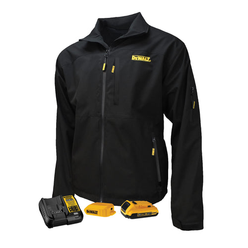DEWALT Men's Heated Standard Soft Shell Structured Jacket with Battery Black Size L