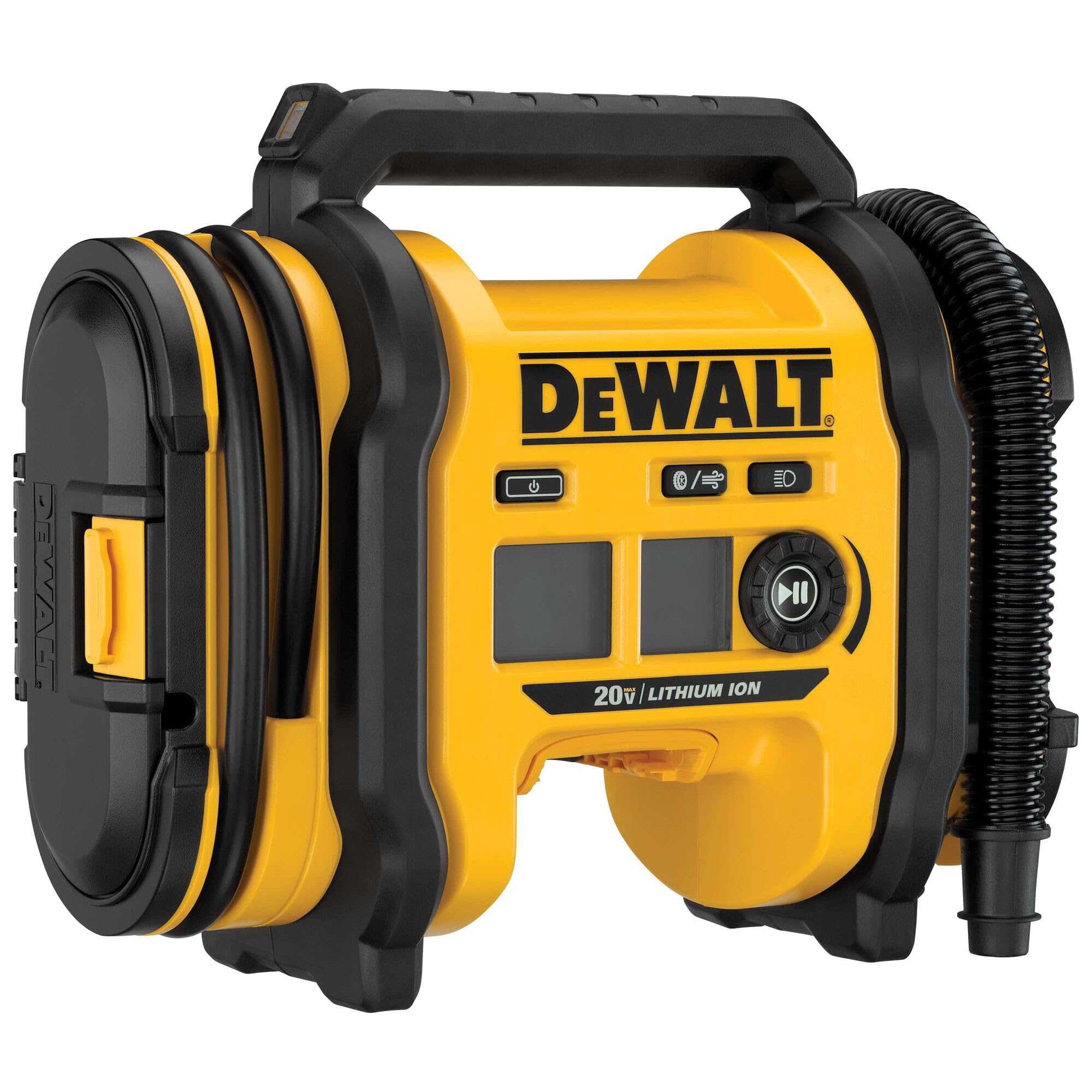 DEWALT Portable Tire Inflator Air Compressor 20V MAX, Car Pump with Automatic Shut Off, LED Light, Tool Only (DCC020IB)