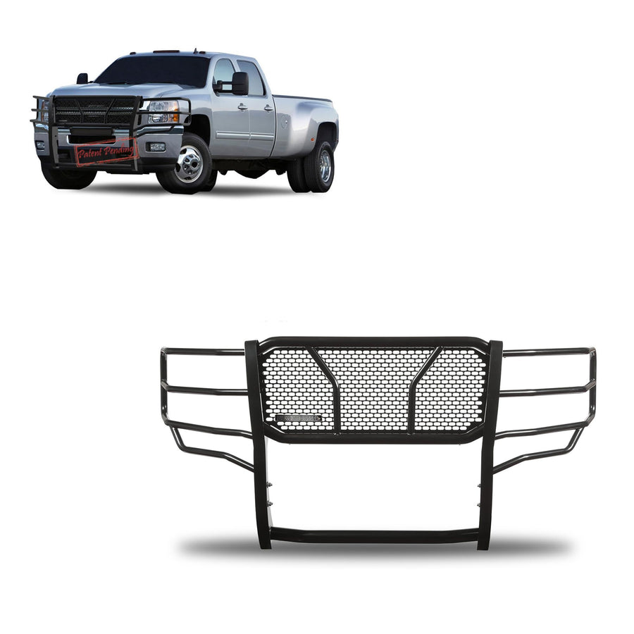 RUGGED Black Horse Heavy Duty Grille Brush Bumper Guard Modular Black Compatible with 2011-2014 Chevrolet Silverado 3500 HD|2011-2014 Chevrolet Silverado 2500 HD-RU-CHSI11-B