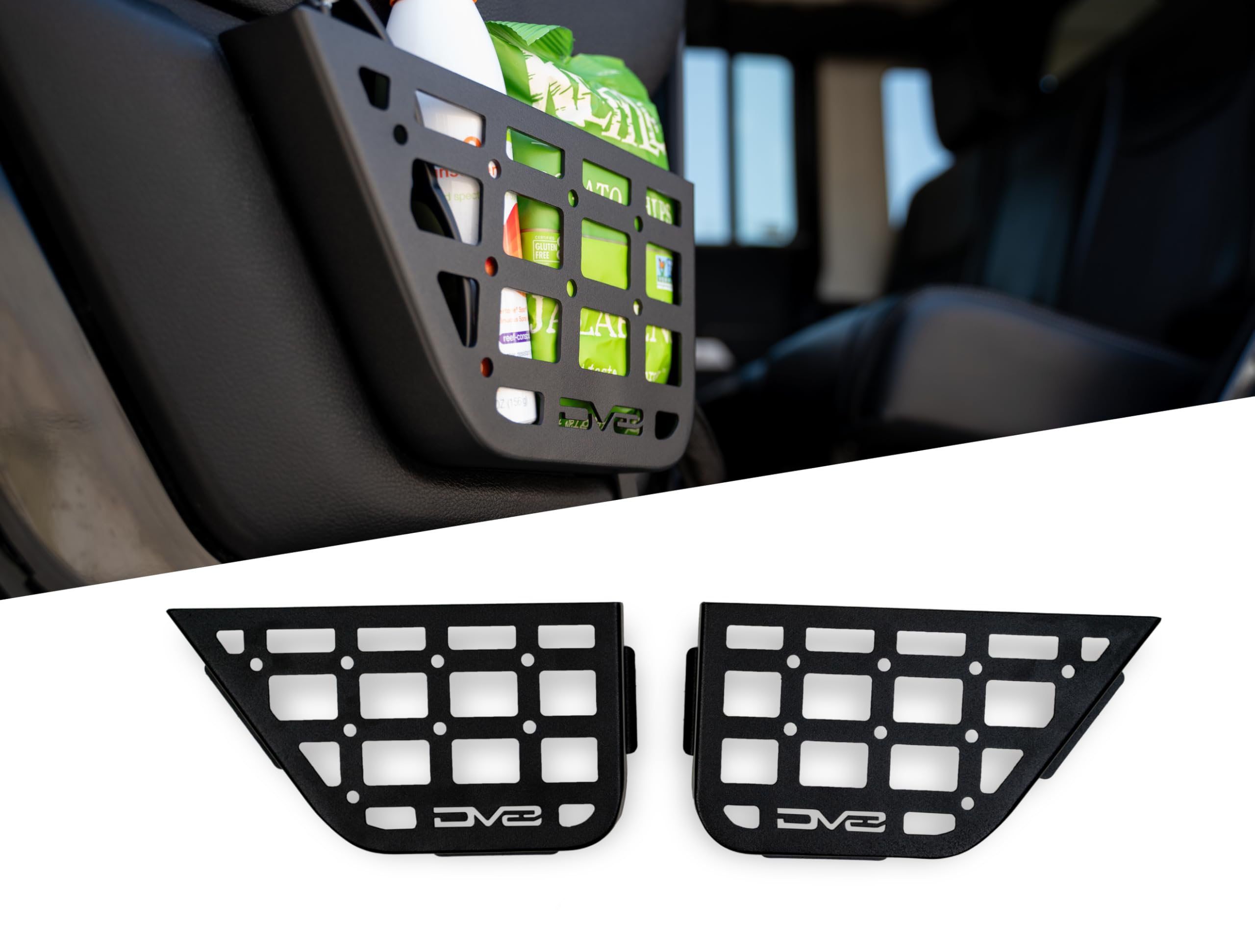 Slim Rear Door Molle Pockets DV8 Offroad for 2011-2018 Jeep Wrangler JK | Replaces The Weak Factory Netting | Slimmer Width for Improved Legroom | Molle Panel Design for Gear Mounting Solutions | Pair