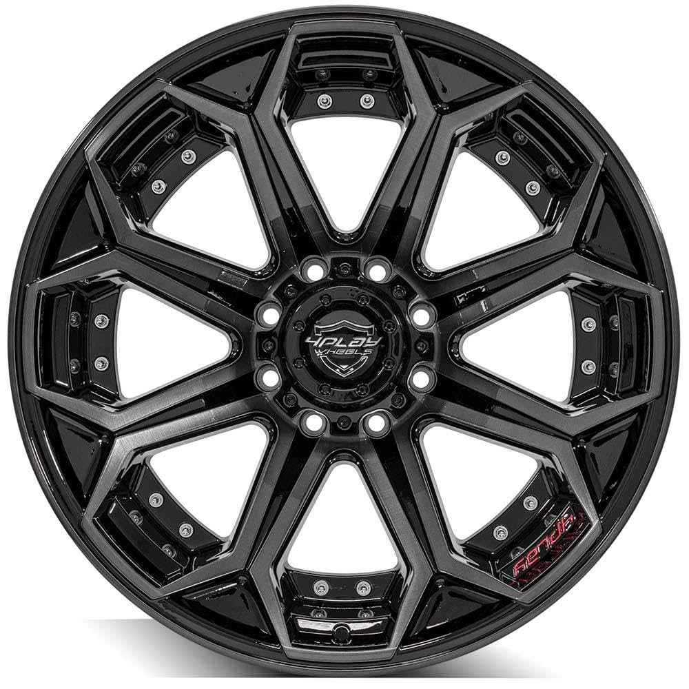 22 Inch 4PLAY Wheels Rim 4P80R Fits 8x165.1 22x12 Gloss Black Brushed with Tinted Clear (1)