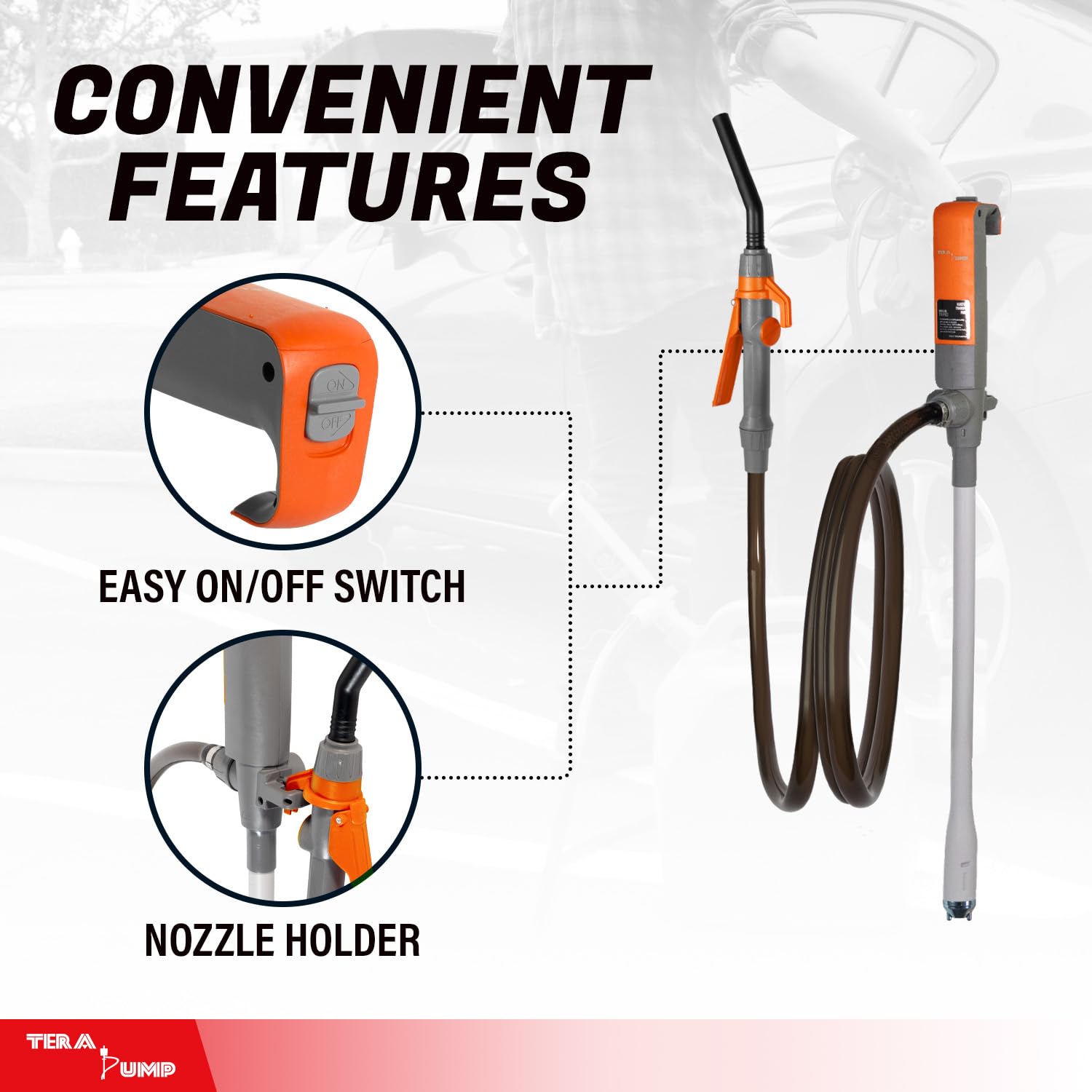 Multipurpose TERA PUMP Electric Powered Liquid Transfer Pump / E85 Fuel Transfer Pump - 110V AC / 12V DC, 2.4 GPM