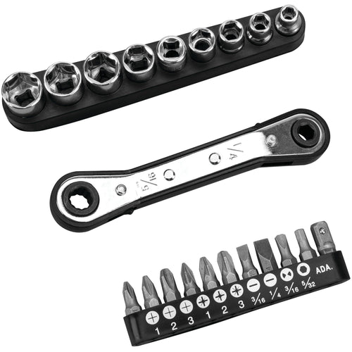 21-Piece Performance Tool Offset Ratcheting Driver Set for Tight Spaces and Difficult Angles - Perfect for Mechanics and DIY Enthusiasts Alike