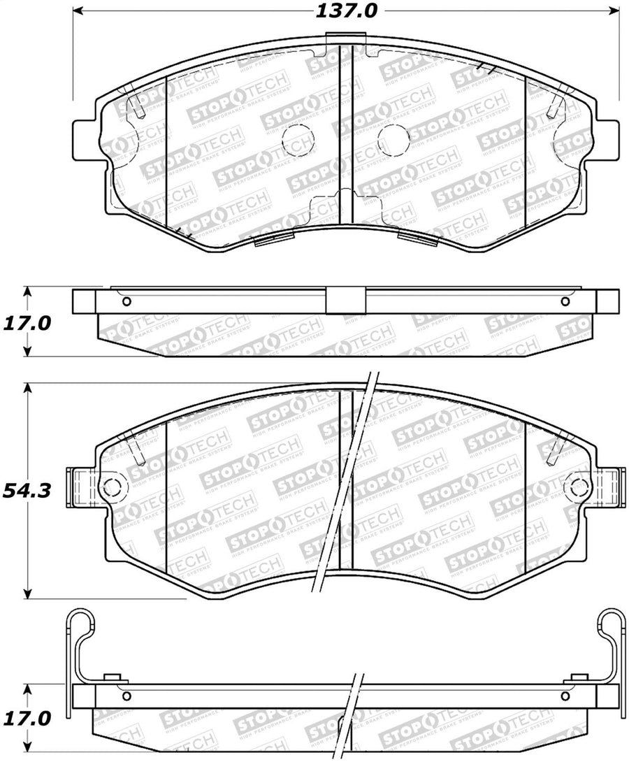 Front StopTech 308.07002 Brake Pads with Shims and Hardware Street