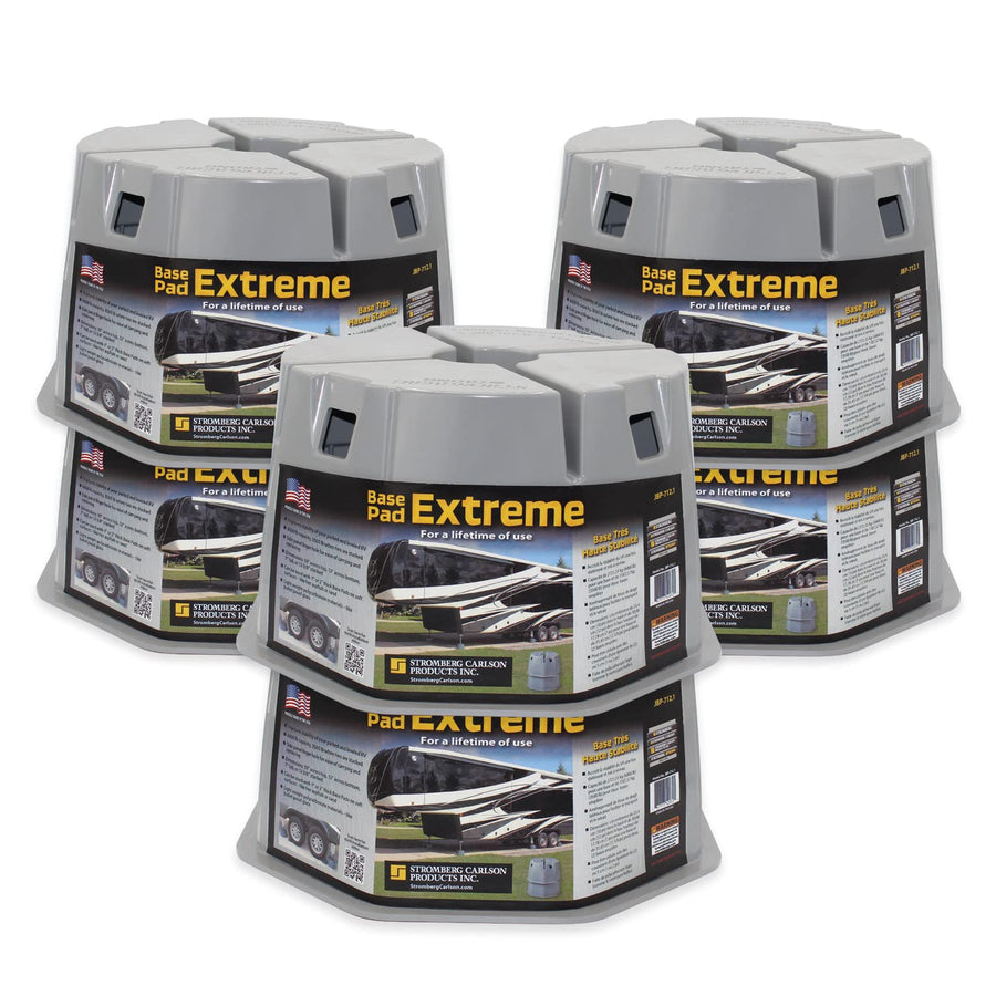 Stromberg Carlson JBP-712.6 Extreme Base Pad 6 Pack – 6" RV Utility Blocks for Leveling, Camper Jack Blocks, Setup Blocks – 6000 lb Capacity, Lightweight & Stackable – Universal Fit – Black – 6" Tall