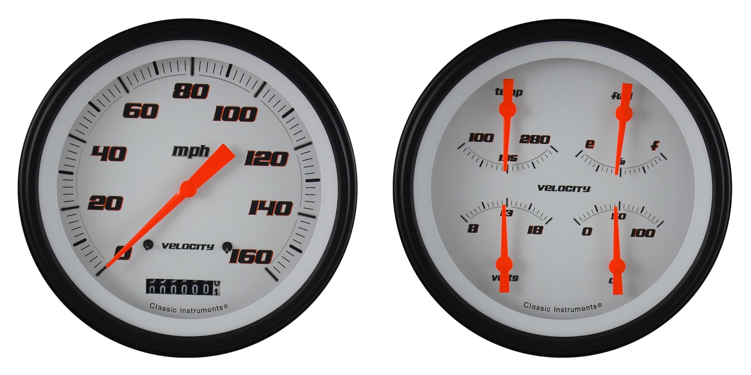 Velocity White Classic Instruments VS52WBLF Two Gauge Set