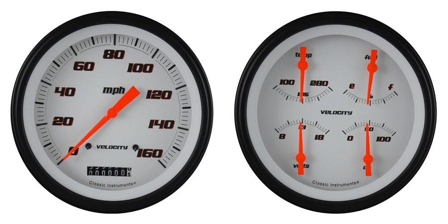 Velocity White Classic Instruments VS52WBLF Two Gauge Set