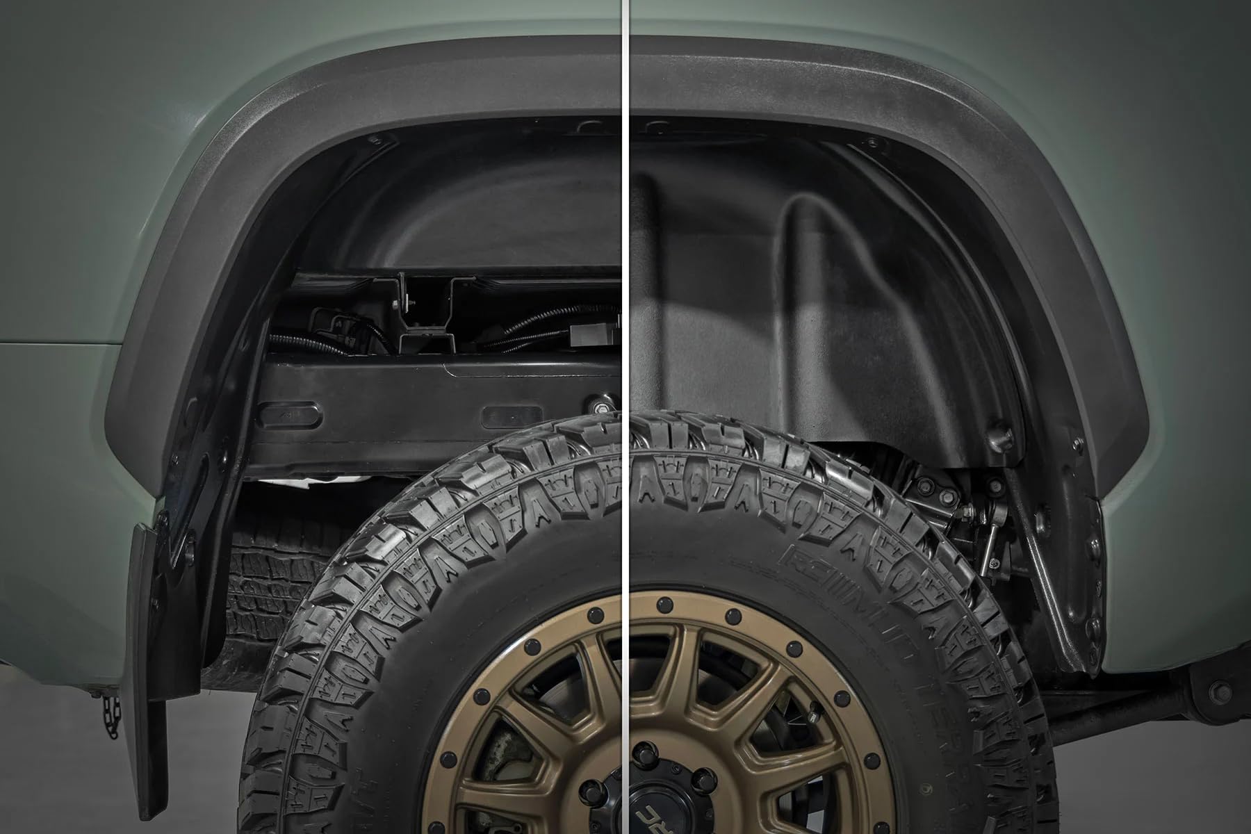 Rear Wheel Well Liners Rough Country for Toyota Tundra 2WD/4WD (2022-2025) - Heavy-Duty Rear Fender Liners for Mud & Debris Protection, Made in USA