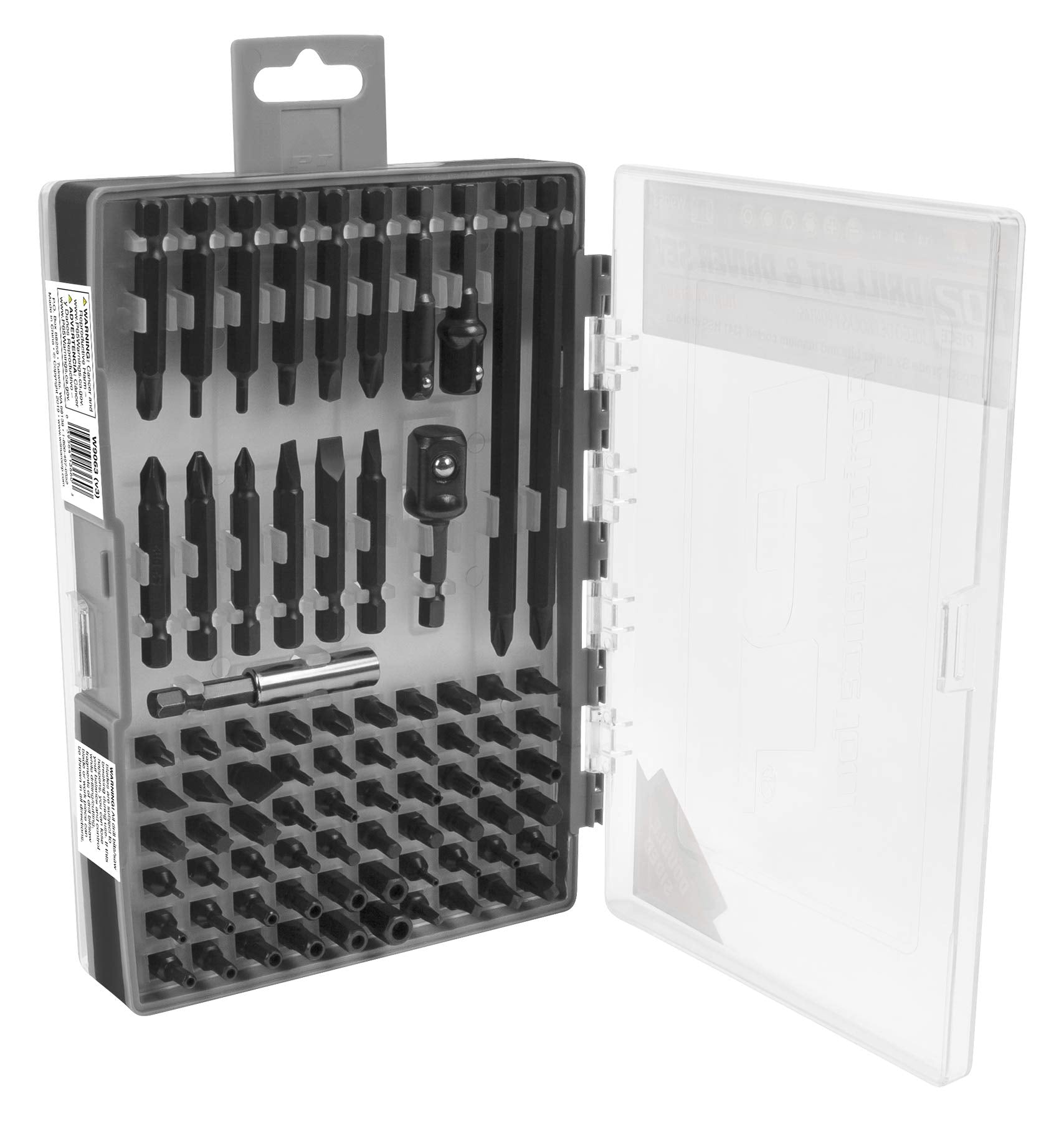 W9063 Performance Tool 78-Piece Impact Grade S2 Steel Fastener and Drill Bit Set with Magnetic Bit Holder and Storage Case