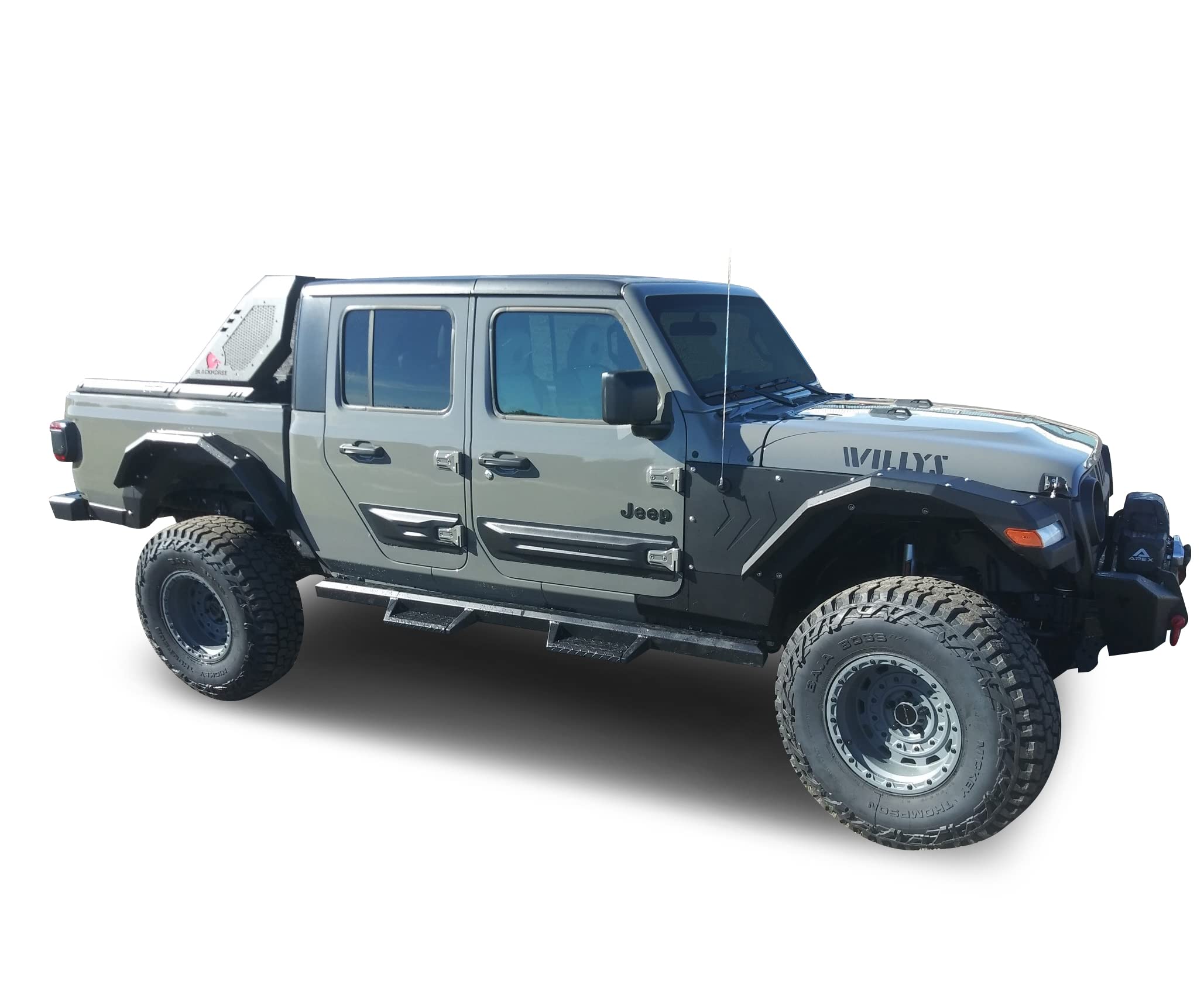 Heavy Duty Black Impact Drop Side Steps Compatible with 2020-2023 Jeep Gladiator-IM-JEGL