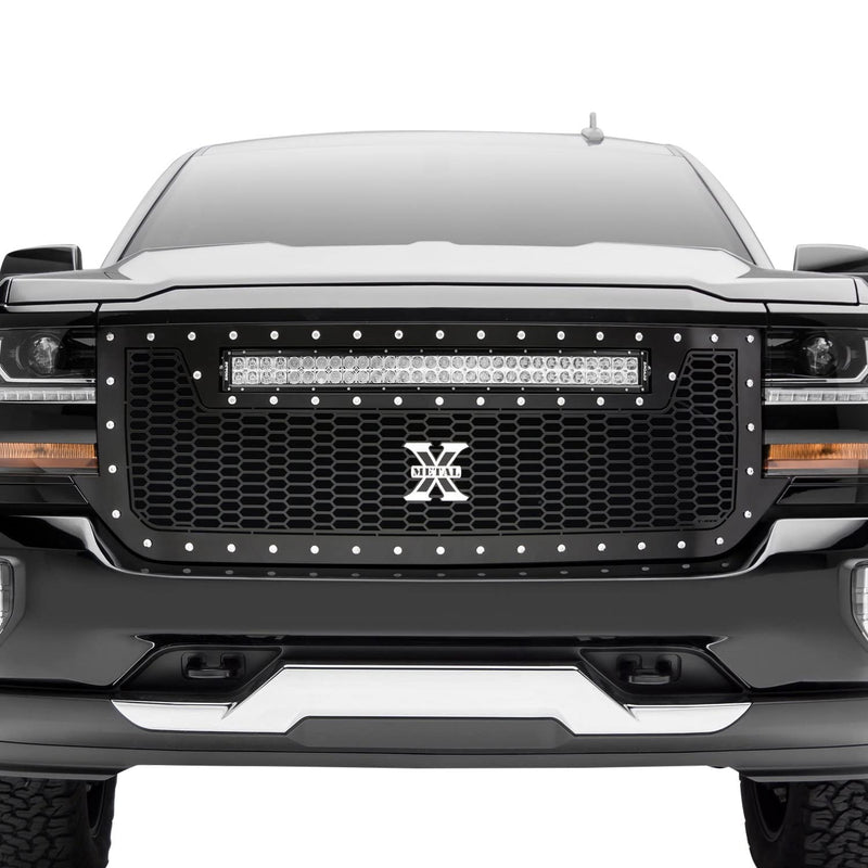 Laser Torch Grille 2016-2018 Silverado 1500, Black, 1 Pc, Replacement, Chrome Studs with (1) 30" LED - PN #7311281