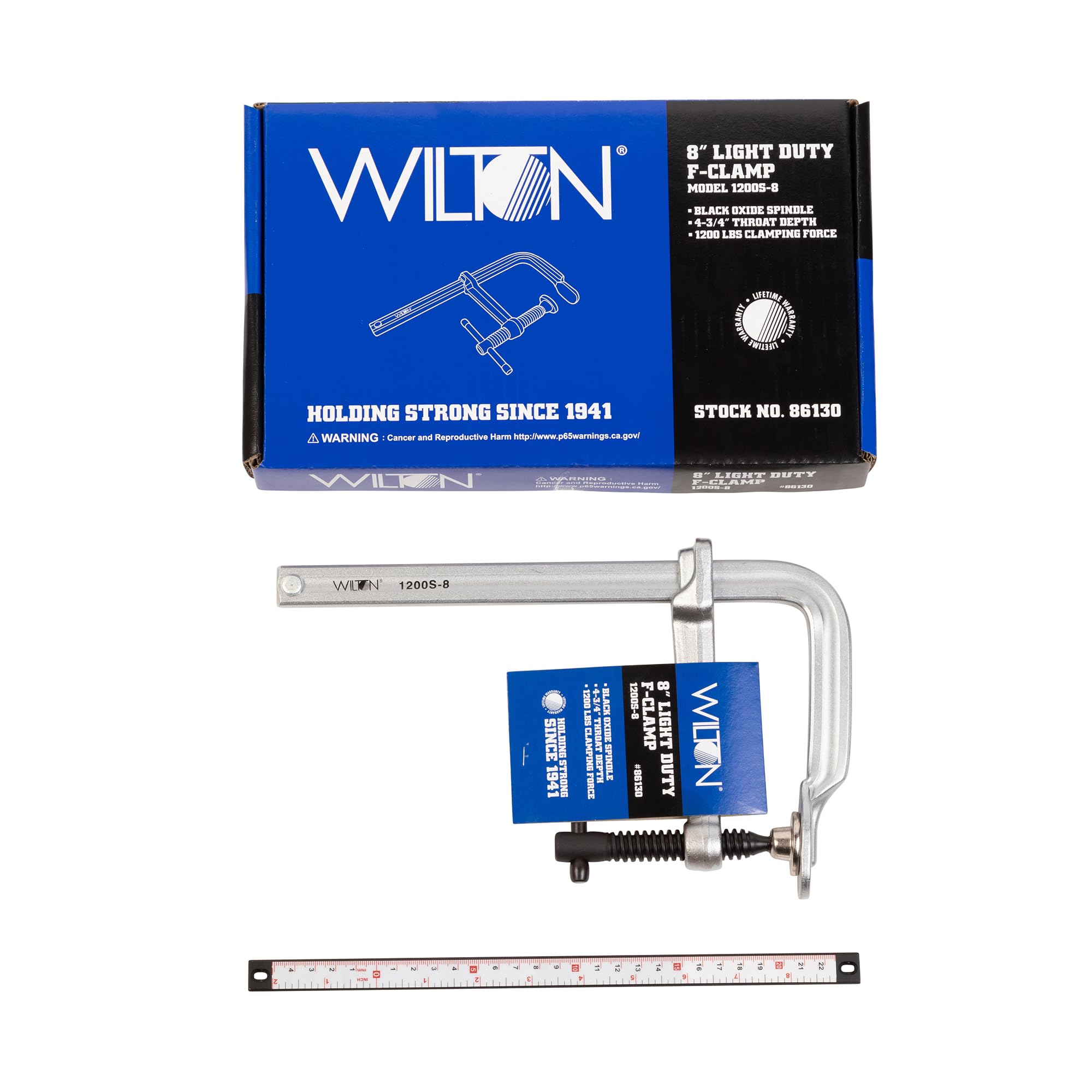 Wilton F-Clamp Light-Duty, 8" Opening, 4-3/4" Throat, 1200 Lbs. Clamping Force (Model 1200S-8)