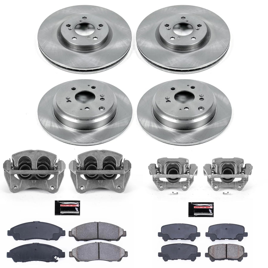 Power Stop KCOE5369 Replacement Autospeciality Front and Rear Caliper Kit- OE Rotors, Ceramic Brake Pads, Calipers For Acura MDX 2007-2013, Acura ZDX 2010-2013 [Model Specific]