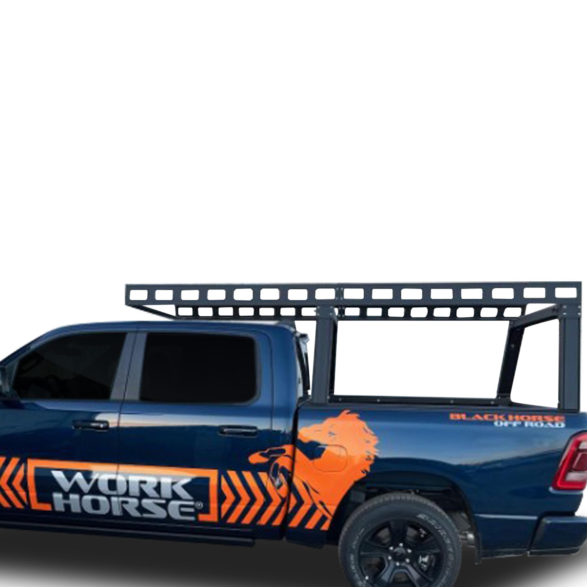 Heavy Duty Black Horse Ladder Rack Over Cab System 6.5' Bed Black Powder Coated Compatible with All 3/4-ton Trucks with 6.4ft to 6.7ft Bed Length Not Compatible with tonneau covers-CSFRHD65B