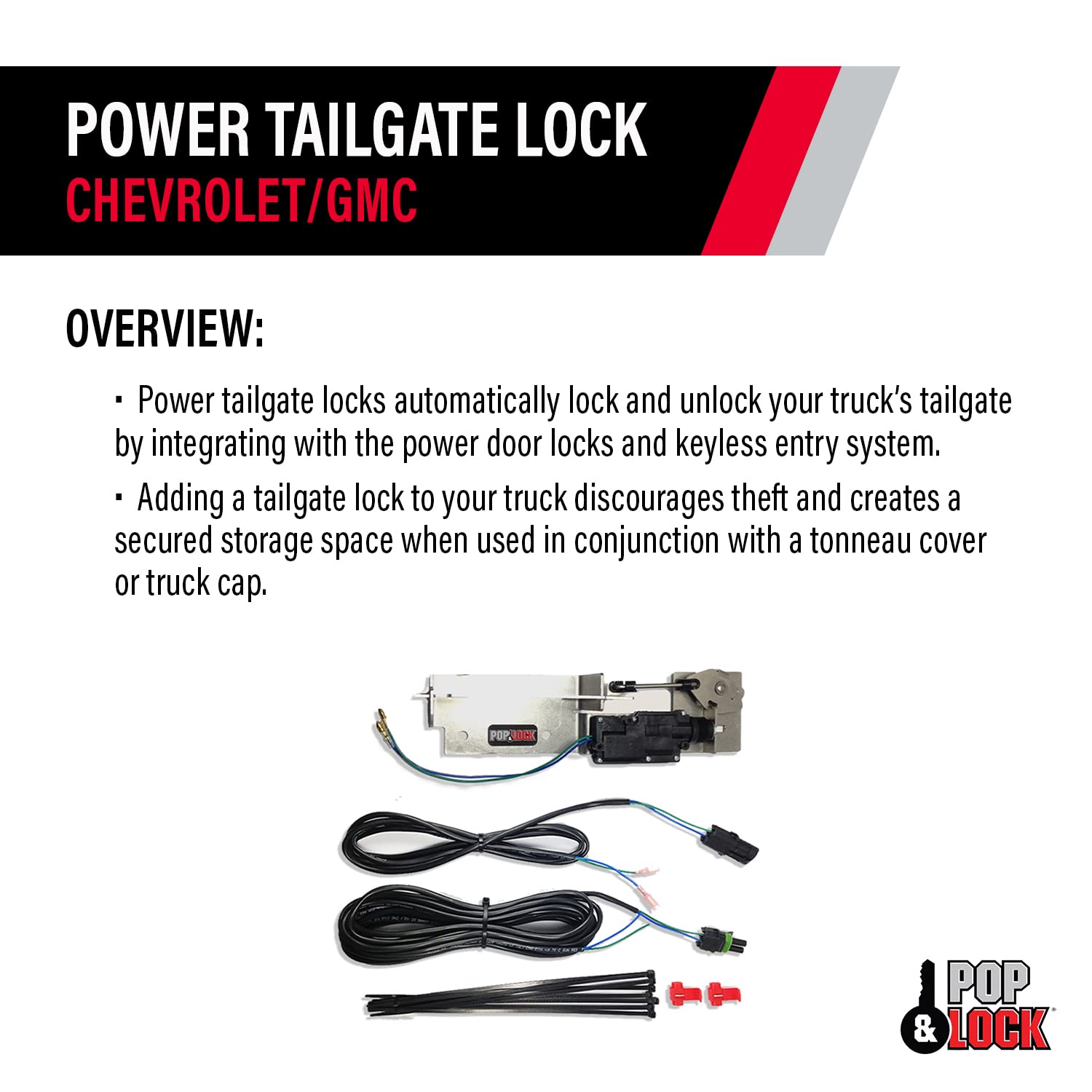 Power Tailgate Lock – Pop & Lock for Chevrolet Silverado 1500 and GMC Sierra 1500 - Fits Model 2007 to 2013 (PL8120Q)