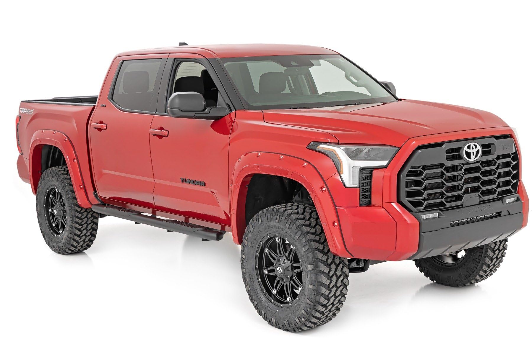 Oval Nerf Steps Rough Country for Toyota Tundra (2022-2026) Crew Cab - OEM Style Rails with Built-in Side Steps