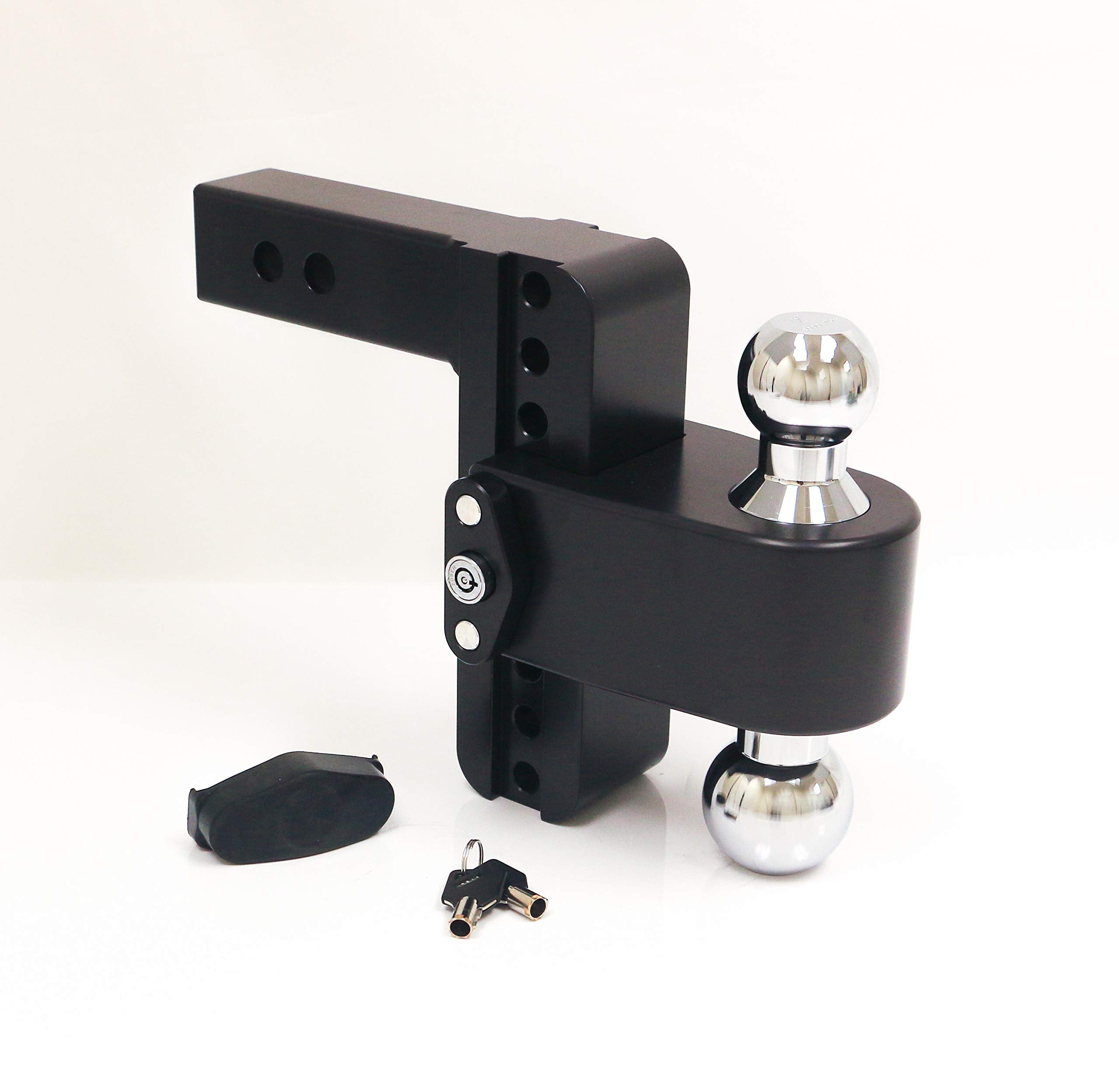 Weigh Safe 6" Drop CTB62CERBLA, 180 Hitch w/ 2" Shank/Shaft, Adjustable Aluminum Trailer Hitch & Ball Mount, Chrome Plated Combo Ball (2" & 2-5/16") & a Double-pin Key Lock CERAKOTE Black