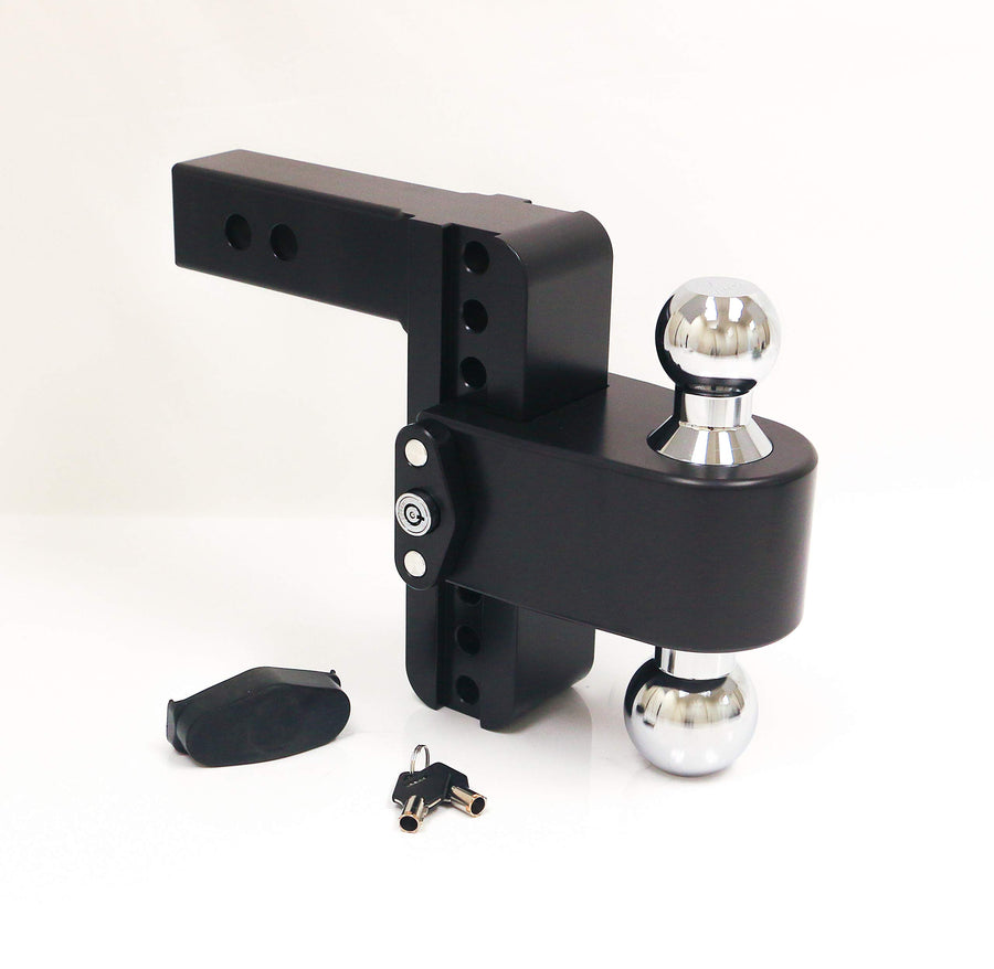 Weigh Safe 6" Drop CTB62CERBLA, 180 Hitch w/ 2" Shank/Shaft, Adjustable Aluminum Trailer Hitch & Ball Mount, Chrome Plated Combo Ball (2" & 2-5/16") & a Double-pin Key Lock CERAKOTE Black