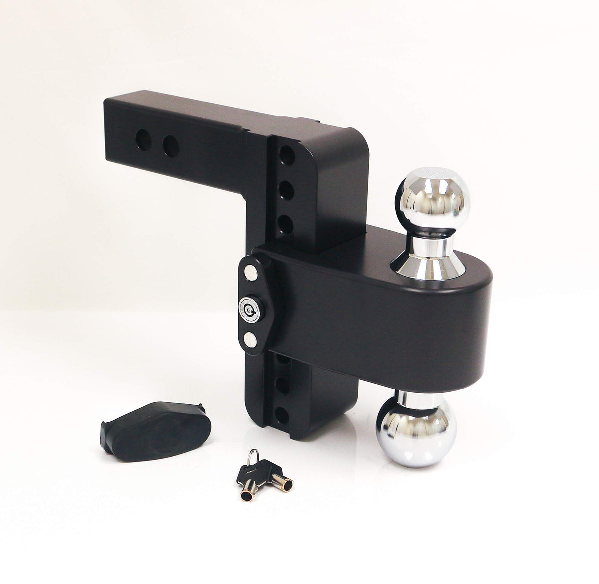 Weigh Safe 6" Drop CTB62CERBLA, 180 Hitch w/ 2" Shank/Shaft, Adjustable Aluminum Trailer Hitch & Ball Mount, Chrome Plated Combo Ball (2" & 2-5/16") & a Double-pin Key Lock CERAKOTE Black