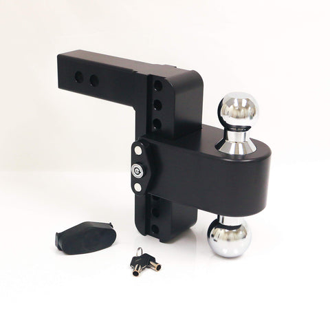 Weigh Safe 6" Drop CTB62CERBLA, 180 Hitch w/ 2" Shank/Shaft, Adjustable Aluminum Trailer Hitch & Ball Mount, Chrome Plated Combo Ball (2" & 2-5/16") & a Double-pin Key Lock CERAKOTE Black