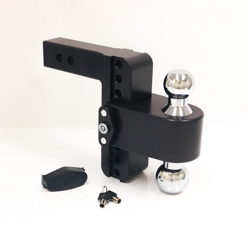 Weigh Safe 6" Drop CTB62CERBLA, 180 Hitch w/ 2" Shank/Shaft, Adjustable Aluminum Trailer Hitch & Ball Mount, Chrome Plated Combo Ball (2" & 2-5/16") & a Double-pin Key Lock CERAKOTE Black