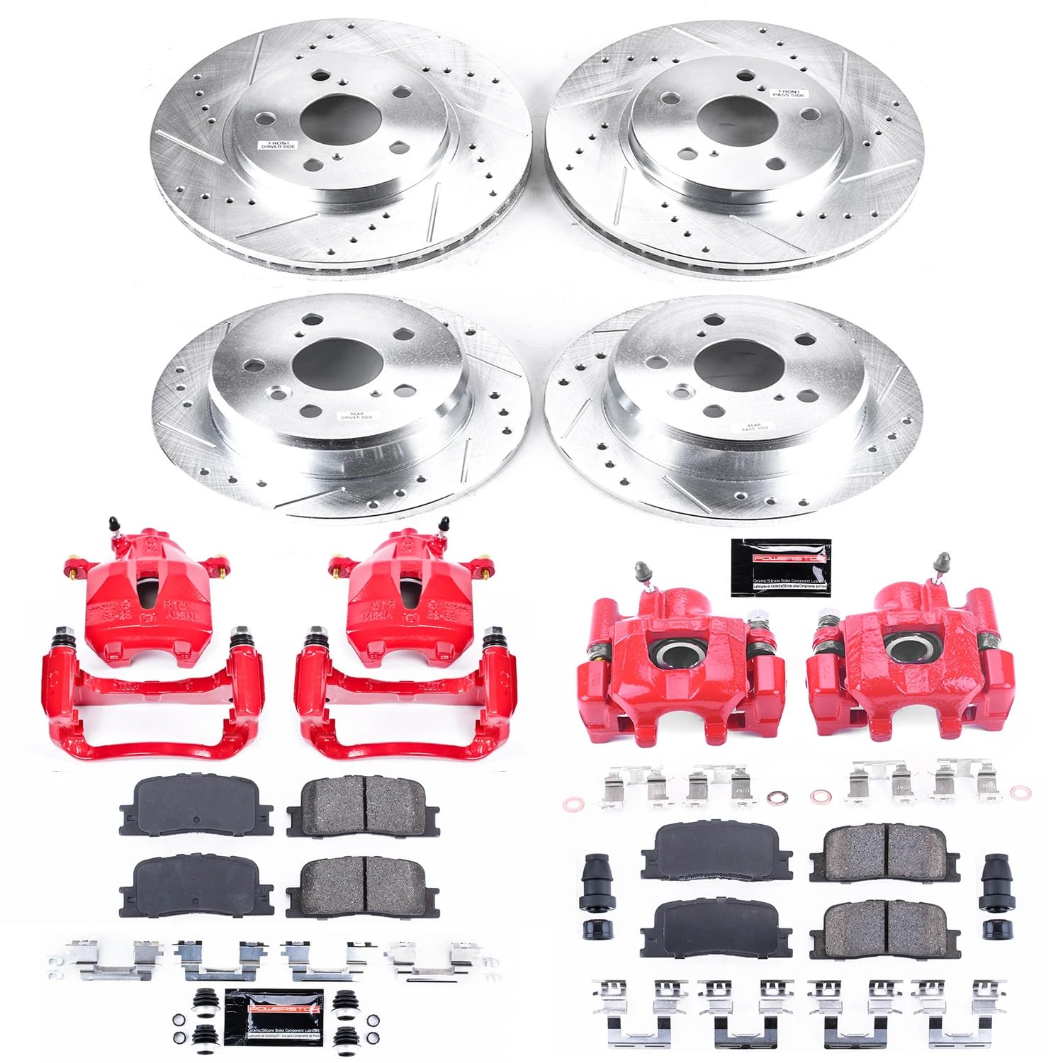 Power Stop Z23 KC2413A Evolution Front and Rear Brake Caliper Kit- Brake Rotors | Brake Pads | Brake Calipers For Toyota Camry 2005-2006 [Vehicle Specific]