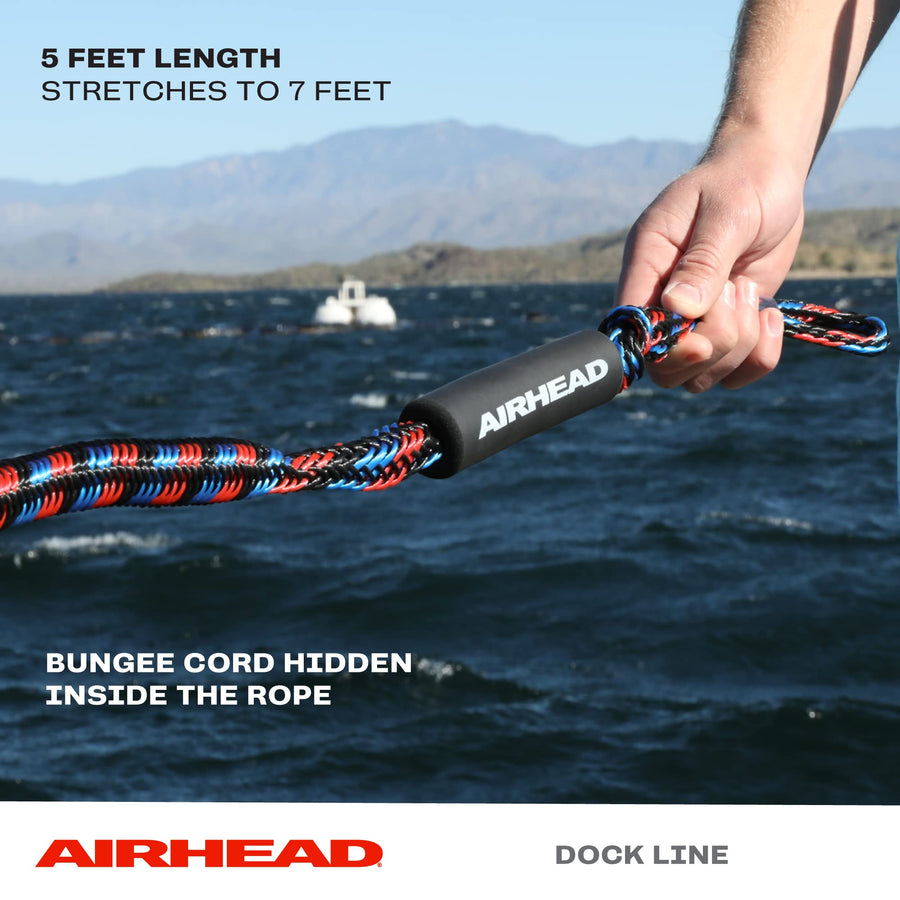 AIRHEAD Bungee AHDL-5 Dock LINE 5', 5-Feet, Black/blue/red