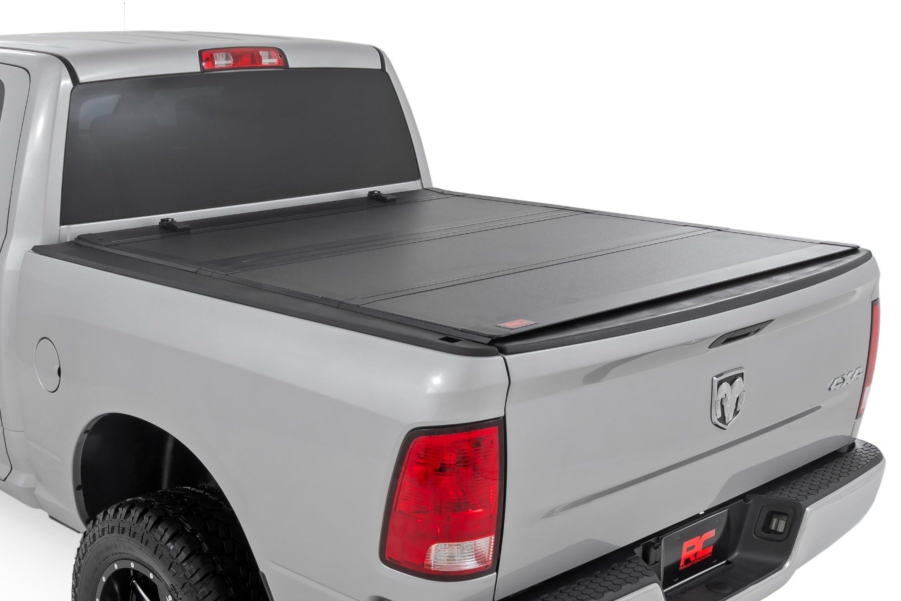 Rough Country Hard Flip Up Tonneau Cover for Ram 1500, Classic (2009-2018) - Fits 5'7" (67.4") Bed, Weather-Resistant, Tri-Fold Aluminum Panels