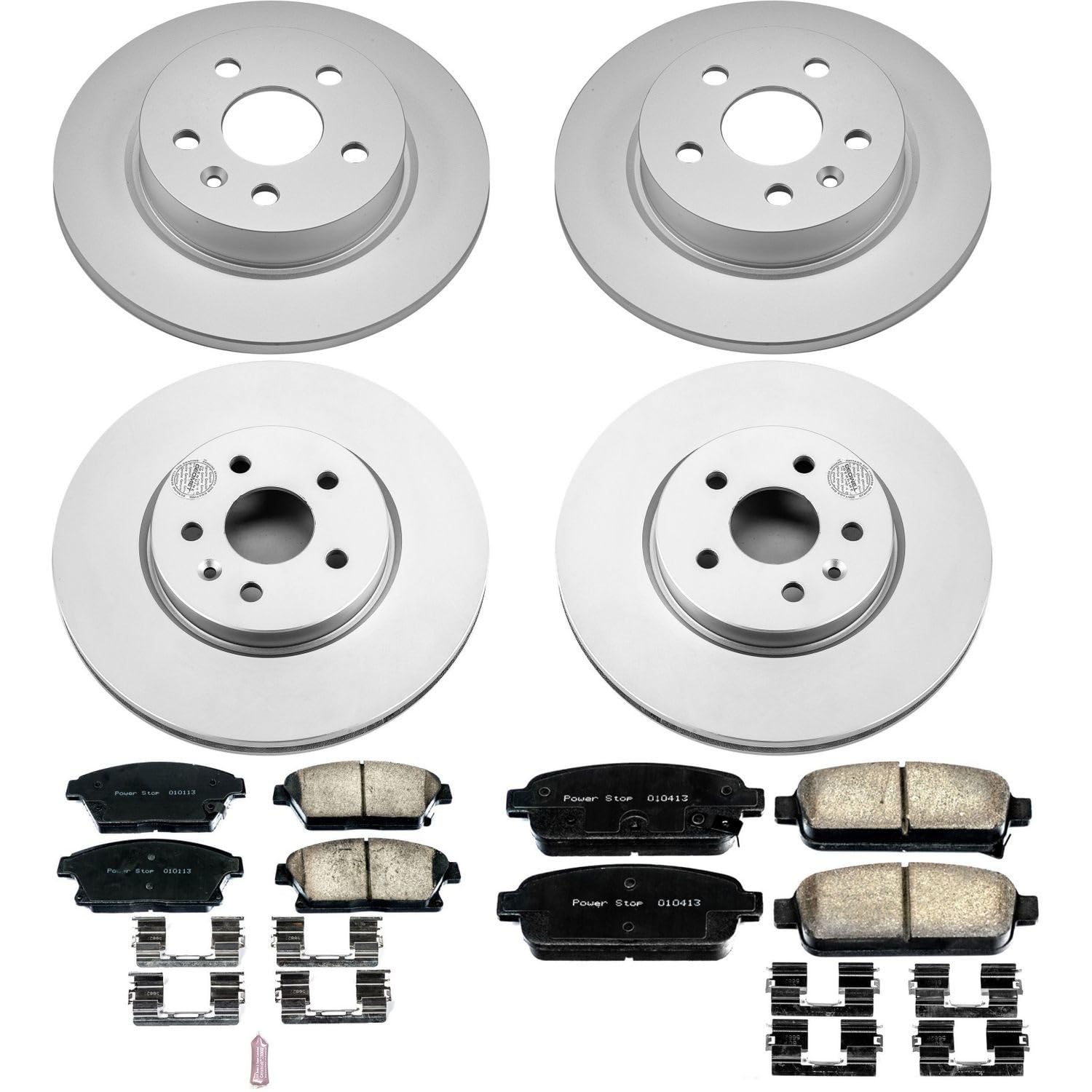 Power Stop Coated Brake Rotor and Ceramic Brake Pads CRK6995- Front & Rear For Chevrolet Trax 2015-2017 [Model Specific]