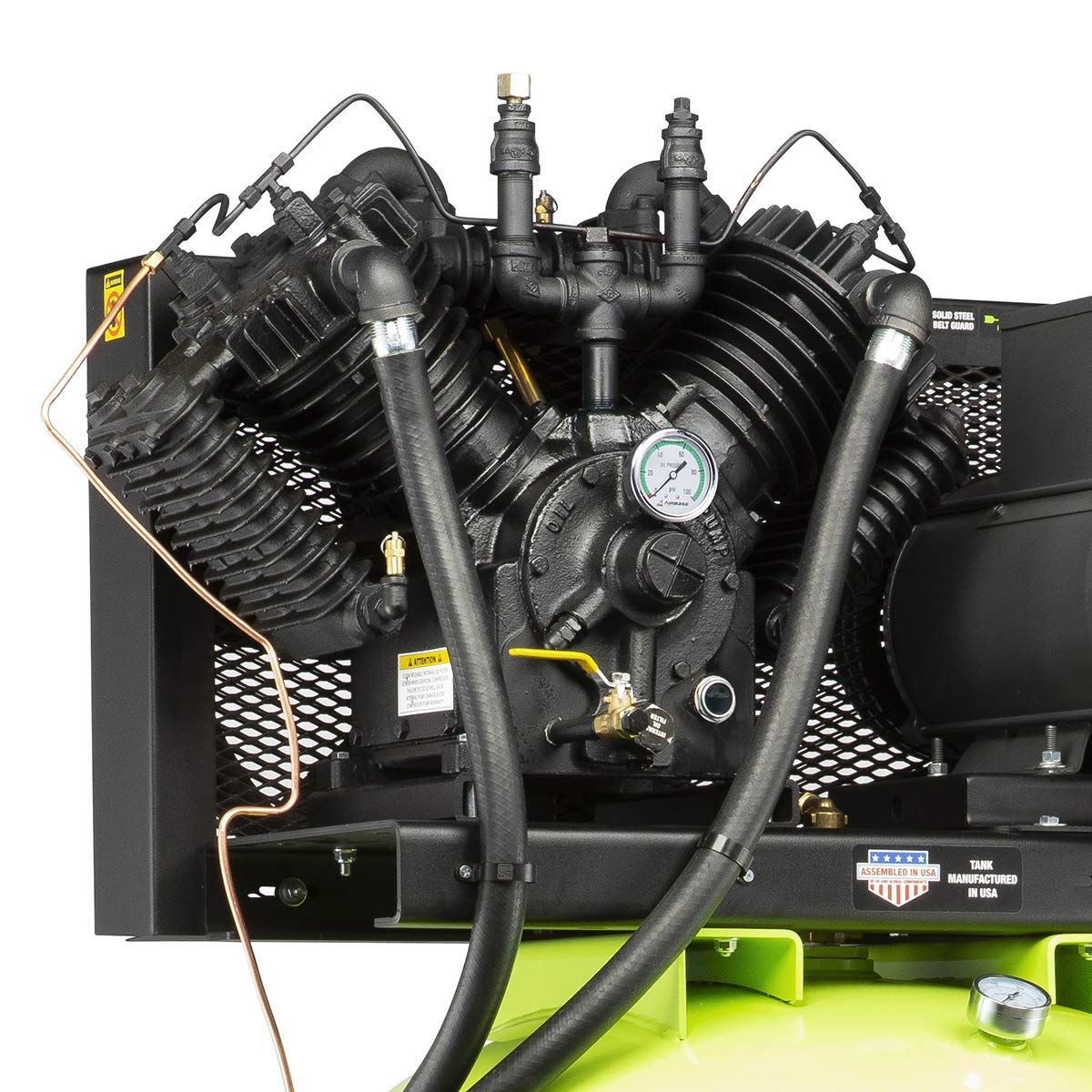 Flexzilla Pro Air Compressor, Stationary with Silencer, 10 HP, 120 Gallon, 1-Phase, 2-Stage, Vertical - FXS10V120V1, Green