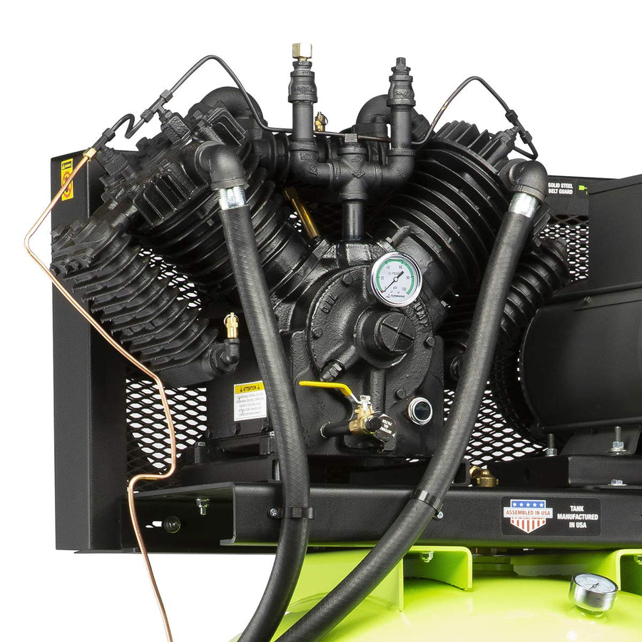 Flexzilla Air Compressor Pro with Silencer, Stationary, 10 HP, 120 Gallon, 208 Volt, 3-Phase, 2-Stage, Vertical - FXS10V120V3-208