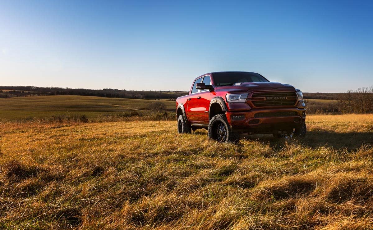 Defender Fender Flares Rough Country for Ram 1500 (2019-2024) - 2" Extra Tire Coverage, Durable ABS Plastic, UV-Resistant ABS, Flat Black (Set of 4)