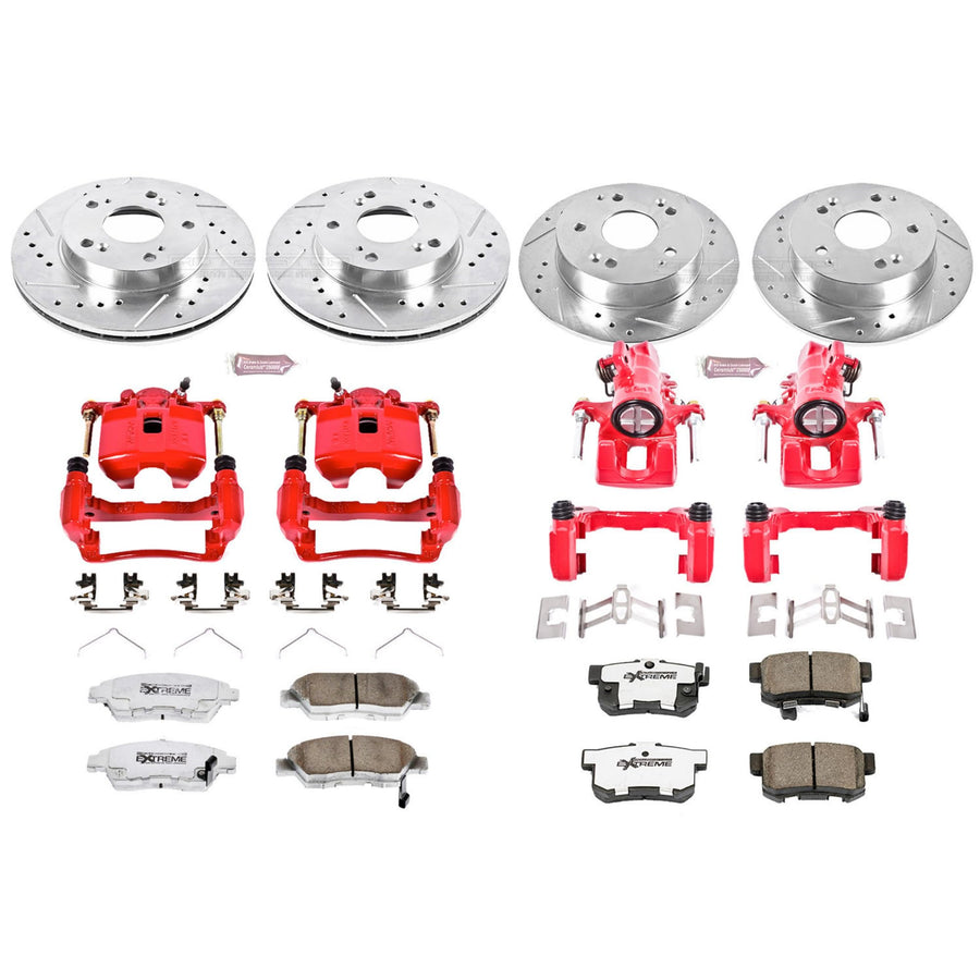 Power Stop Z26 KC2387-26 Front & Rear Brake Kit Street Warrior Acura Honda For Acura RSX 2002-2006, Honda Civic 2004-2005 [Model Specific]