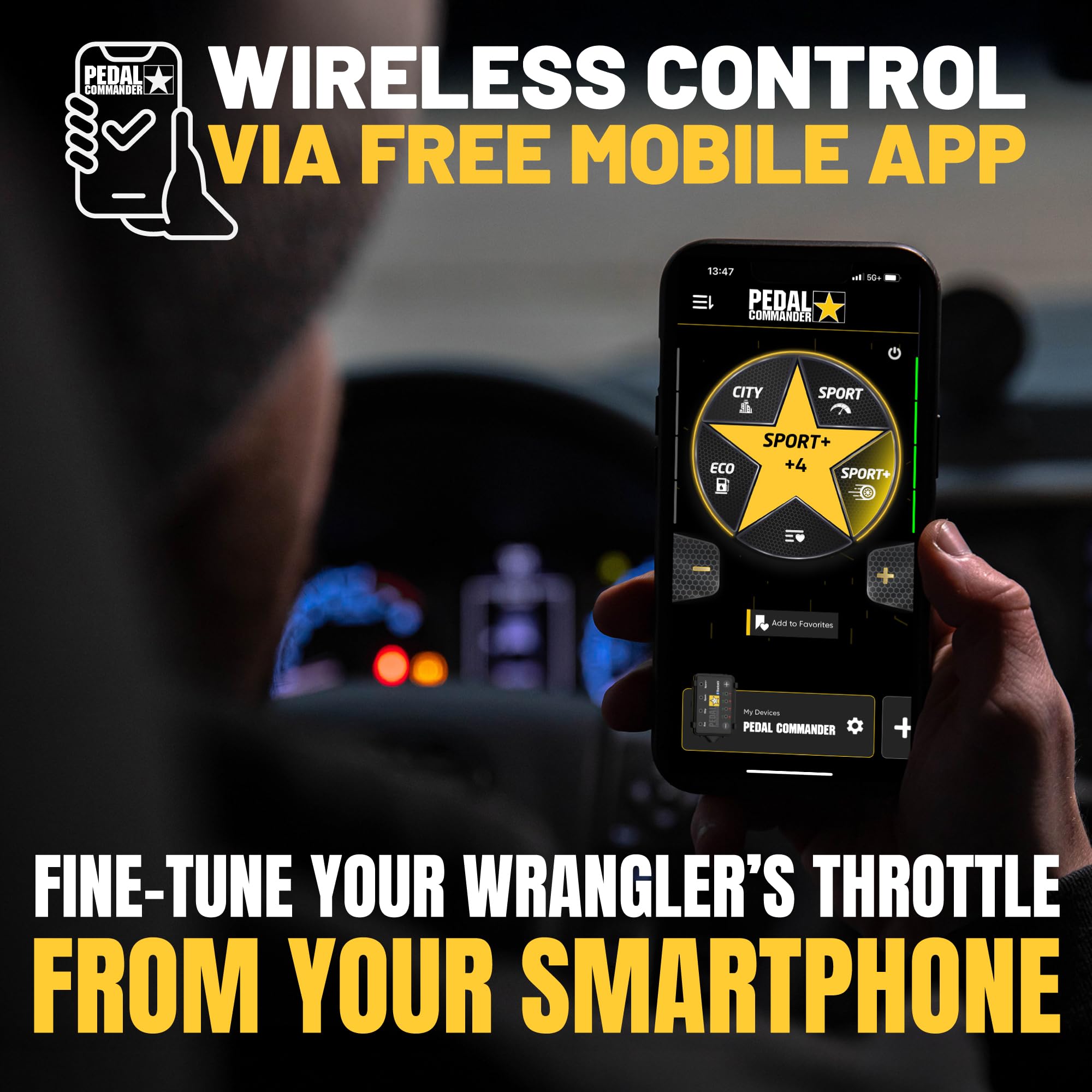 Throttle Response Controller PEDAL COMMANDER for Jeep Wrangler JK 2006-2018 - Plug-and-Play Upgrade, App Control, Throttle Controller Off-Road Performance Mods Jeep Wrangler Accessories