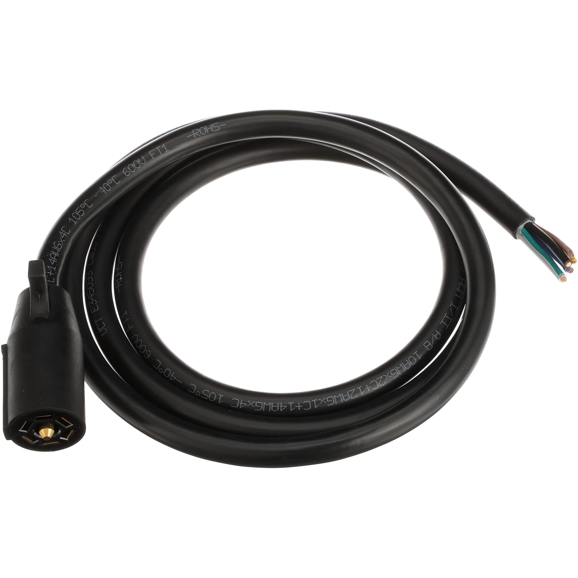 14-227 Pollak 7-Way Round Plug Blade Cable - 8' (Not Removeable 7-Way Connector)