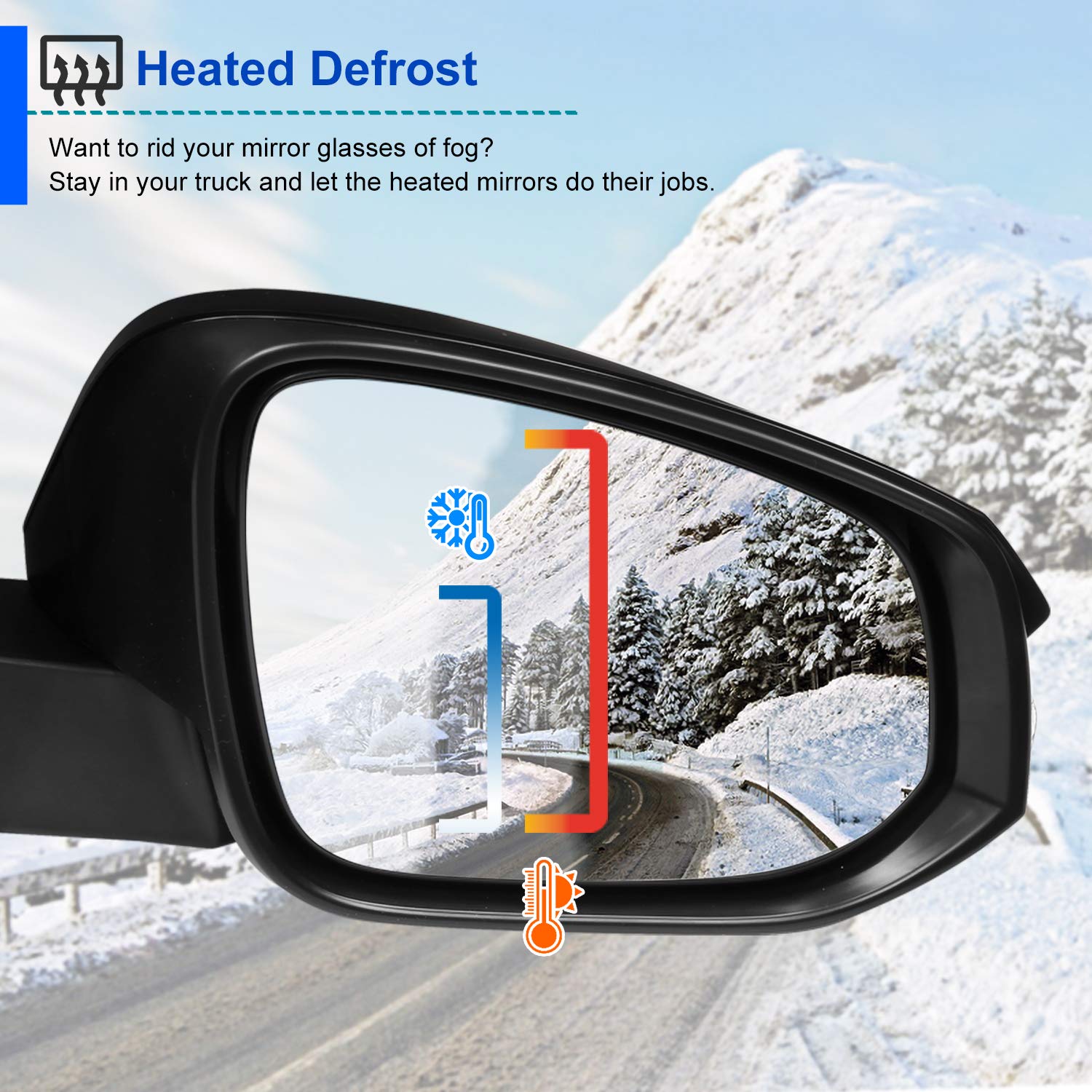 Power Heated Spec-D Tuning Glossy Black 7-Pin + LED Signal Right Passenger Side Mirror Compatible with Toyota RAV4 2013-2015