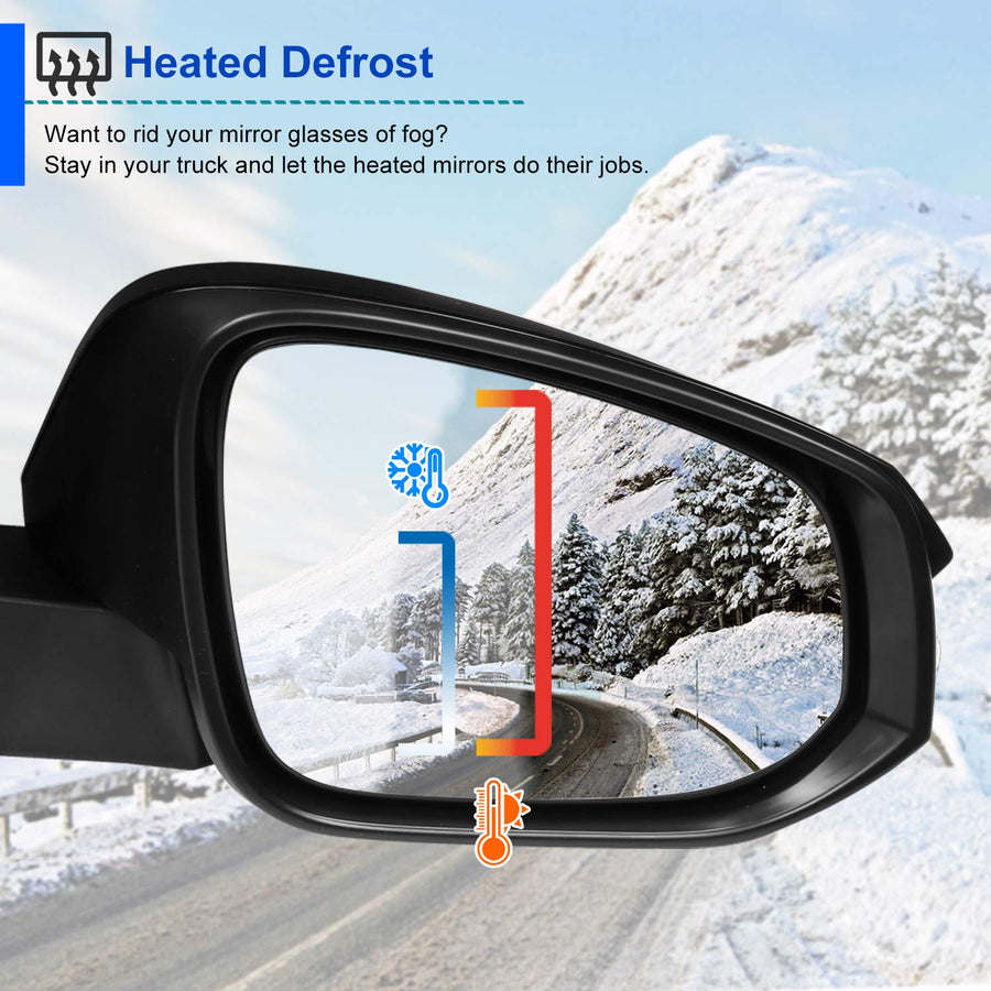 Power Heated Spec-D Tuning Glossy Black 7-Pin + LED Signal Right Passenger Side Mirror Compatible with Toyota RAV4 2013-2015