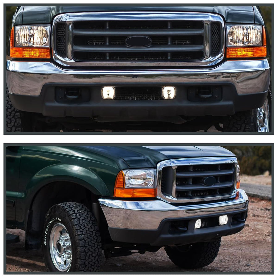 Fog Lights + Switch SPEC-D TUNING Compatible with 1999-2004 Ford F-250, F-350 Super Duty, 2000-2004 Excursion, L+R Pair Assembly