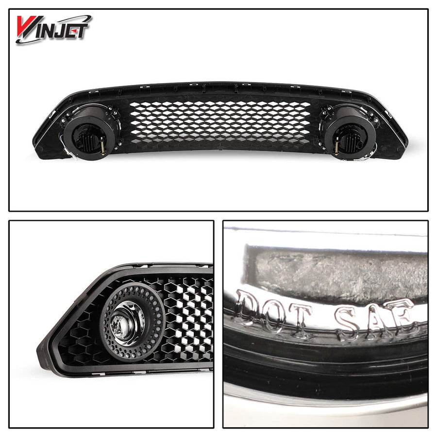 Halo Ring DRL Upper Grille Winjet Compatible with [2015 2016 2017 Ford Mustang S550] with LED Fog Lights