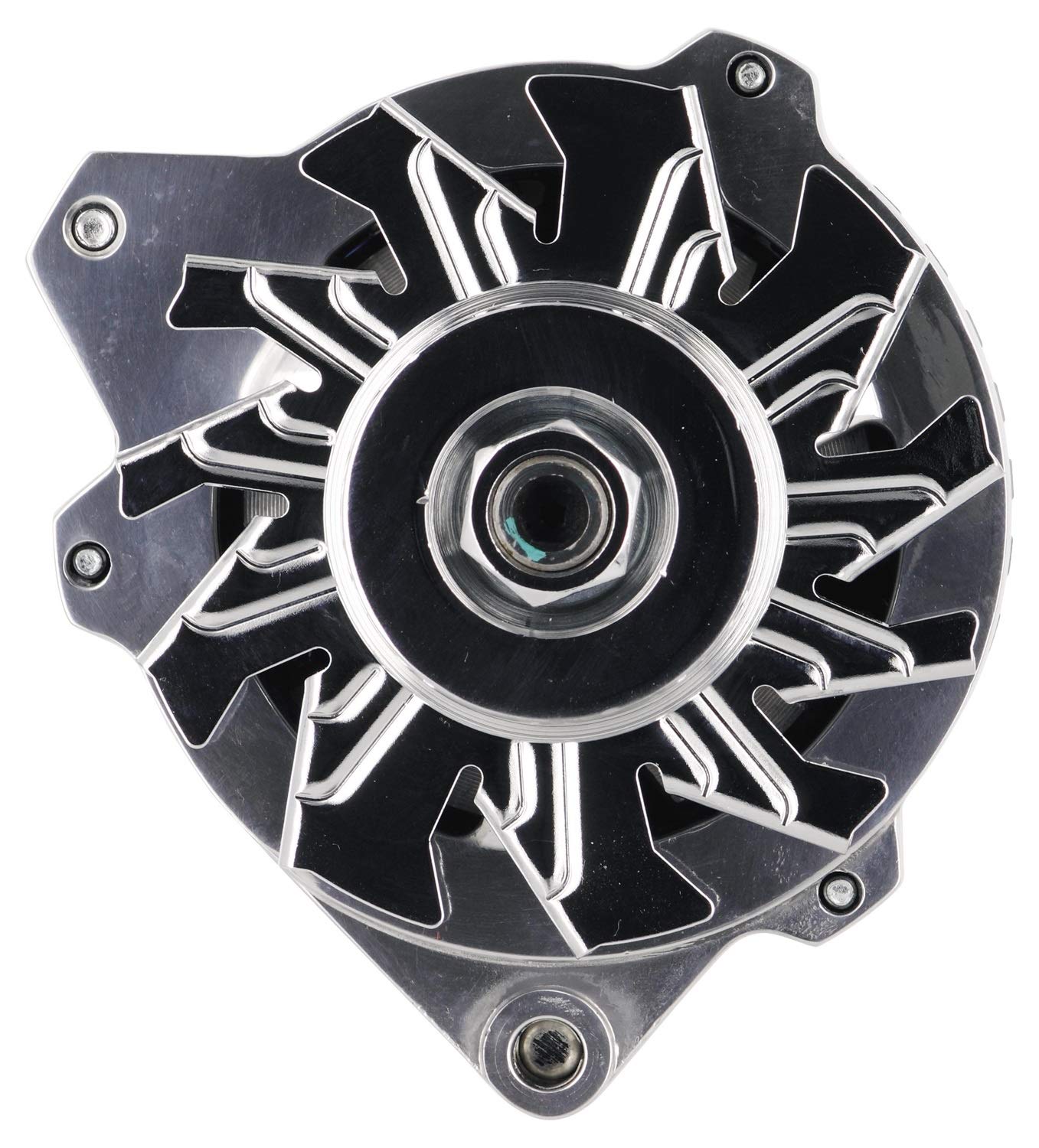 Alt GM CS130 Powermaster Polish 105A 1V Pulley Offset Left MTG Side BAT Post 1-Wire or OE Hookup