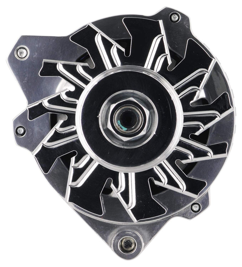 Alt GM CS130 Powermaster Polish 105A 1V Pulley Offset Left MTG Side BAT Post 1-Wire or OE Hookup