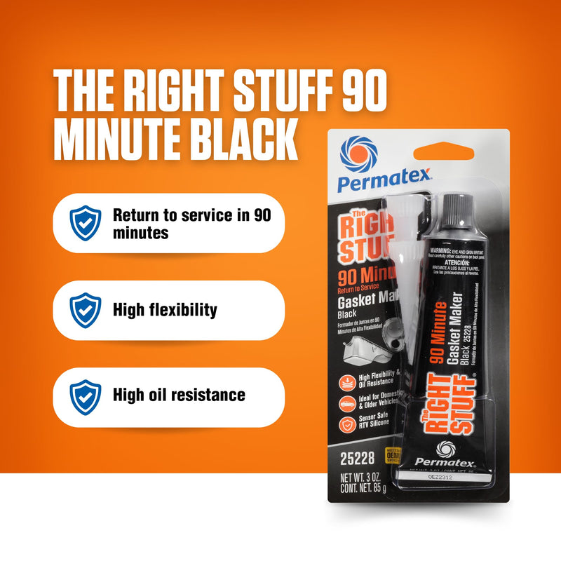 Permatex The Right Stuff 90 Minute Black Gasket Maker, 3 oz, 1 Count (Pack of 1) 25228
